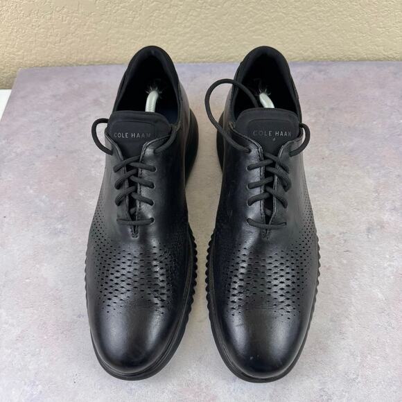 Cole Haan 2.ZeroGrand Mens Sz 12 Wide Oxford Black Leather Laser Wingtip C23832 - Picture 5 of 10